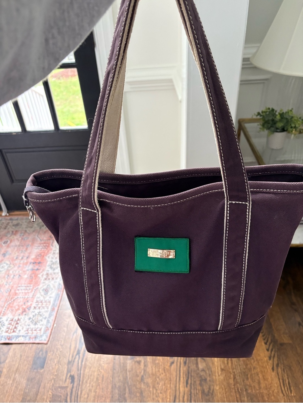 Lands’ End Navy Tote Bag with Coach Patch - Picture 8 of 8